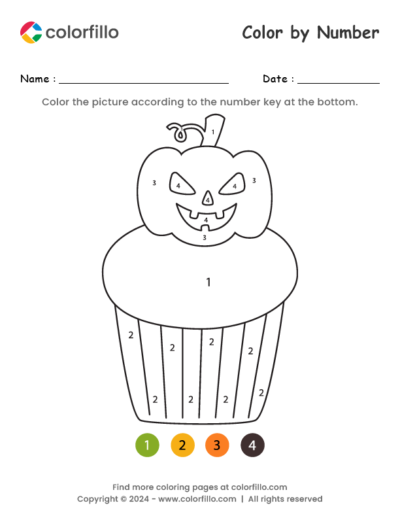 Spooky Cupcake Color by Number