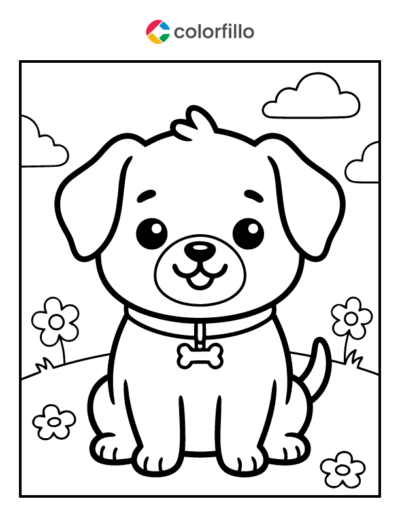 Kawaii Puppy Coloring Page