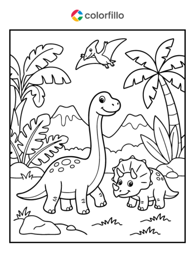 Jurassic Jungle Coloring Page
