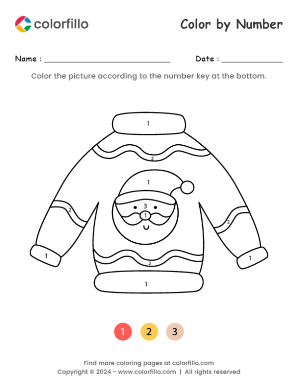 Christmas Sweater Color by Number