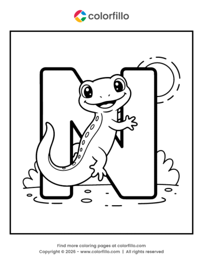 Newt Letter N Coloring Page