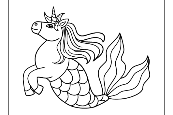 Unicorn Mermaid Coloring Page