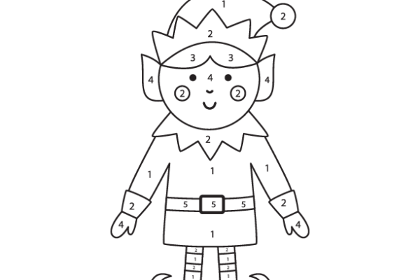 Christmas Elf Color by Number