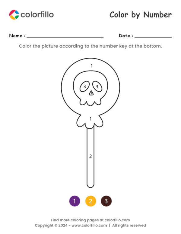 Halloween Lollipop Color by Number